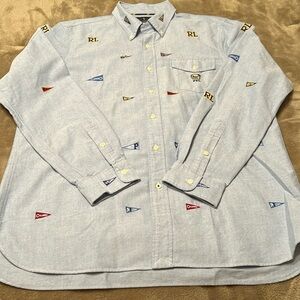 New mens XL POLO RALPH LAUREN Classic Fit Collegiate  Pennant Button Down. NWOT